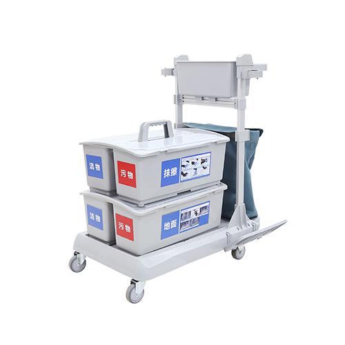 靈動型平推系統清潔車，配垃圾袋，雙格桶x2，含標貼 JD R223
