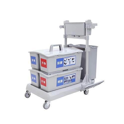 靈動型平推系統清潔車 配垃圾桶、2個含標貼雙格桶 JD G223